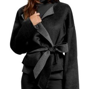 NEW Michael Stars Coat Jacket Cardigan Belt Reversible Black Gray Wool Warm Soft